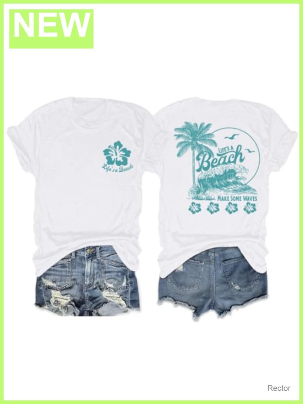 Hawaiian Beach Graphic Tee Short Sleeve Cotton Blend Summer Vacation Top
